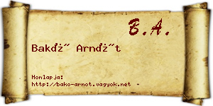 Bakó Arnót névjegykártya